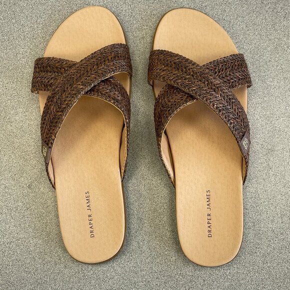 NEW Draper James Alex Women's Size 8M  Brown Slip-On Flat Sandals - Picture 1 of 6
